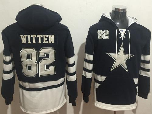 Nike Cowboys #82 Jason Witten Navy Blue/White Name & Number Pullover NFL Hoodie - Click Image to Close